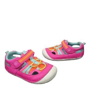 Stride Rite Baby Girl Tobias Soft Motion First Walker Shoes Sz 6M Pink Multi EUC